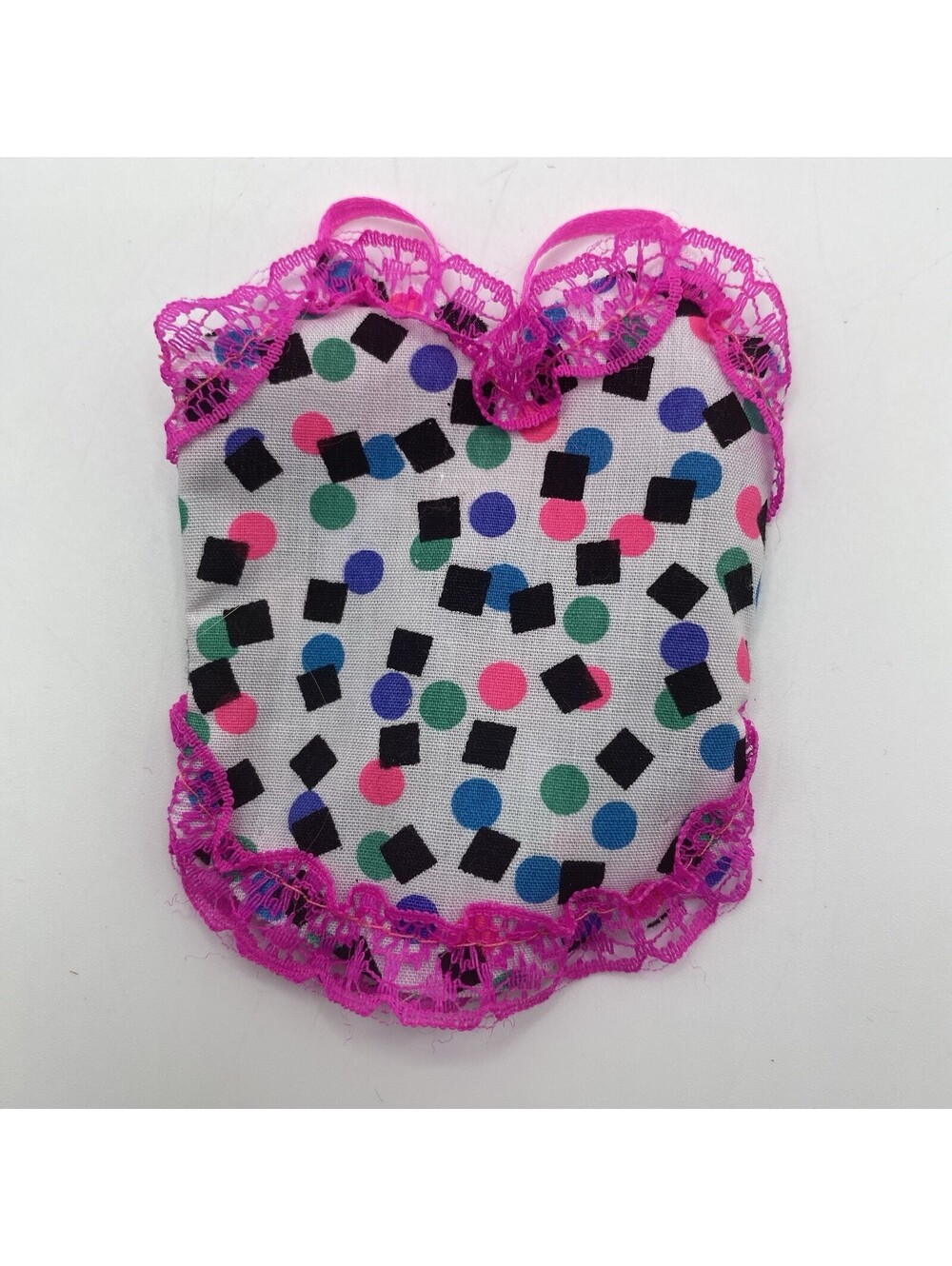 90’s Retro Fits Barbie Lace Confetti Print Lingerie Top Spaghetti Strap Retro B2